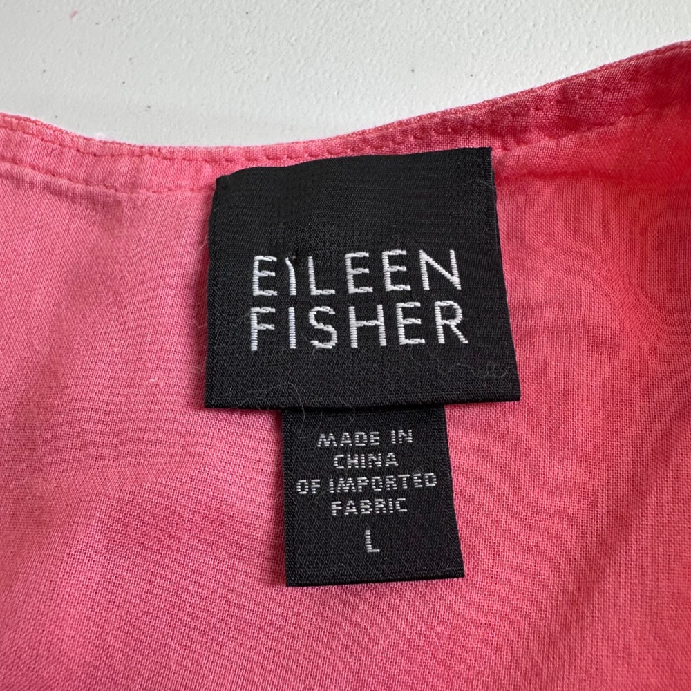 Eileen Fisher Pink 100% Irish Linen Tank Top Shell Women Sz L Scoop Neck Lined - Picture 6 of 13